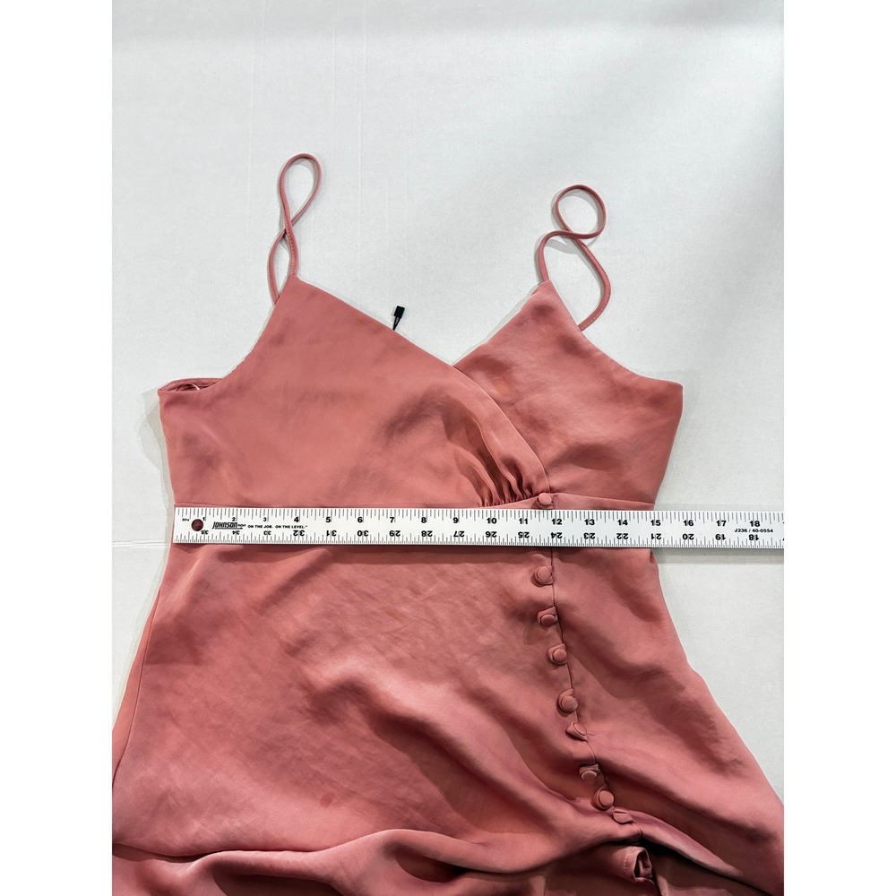 Zara Womens Satin Midi Slip Dress Rose Pink Side Button Slit Size L - Picture 8 of 9